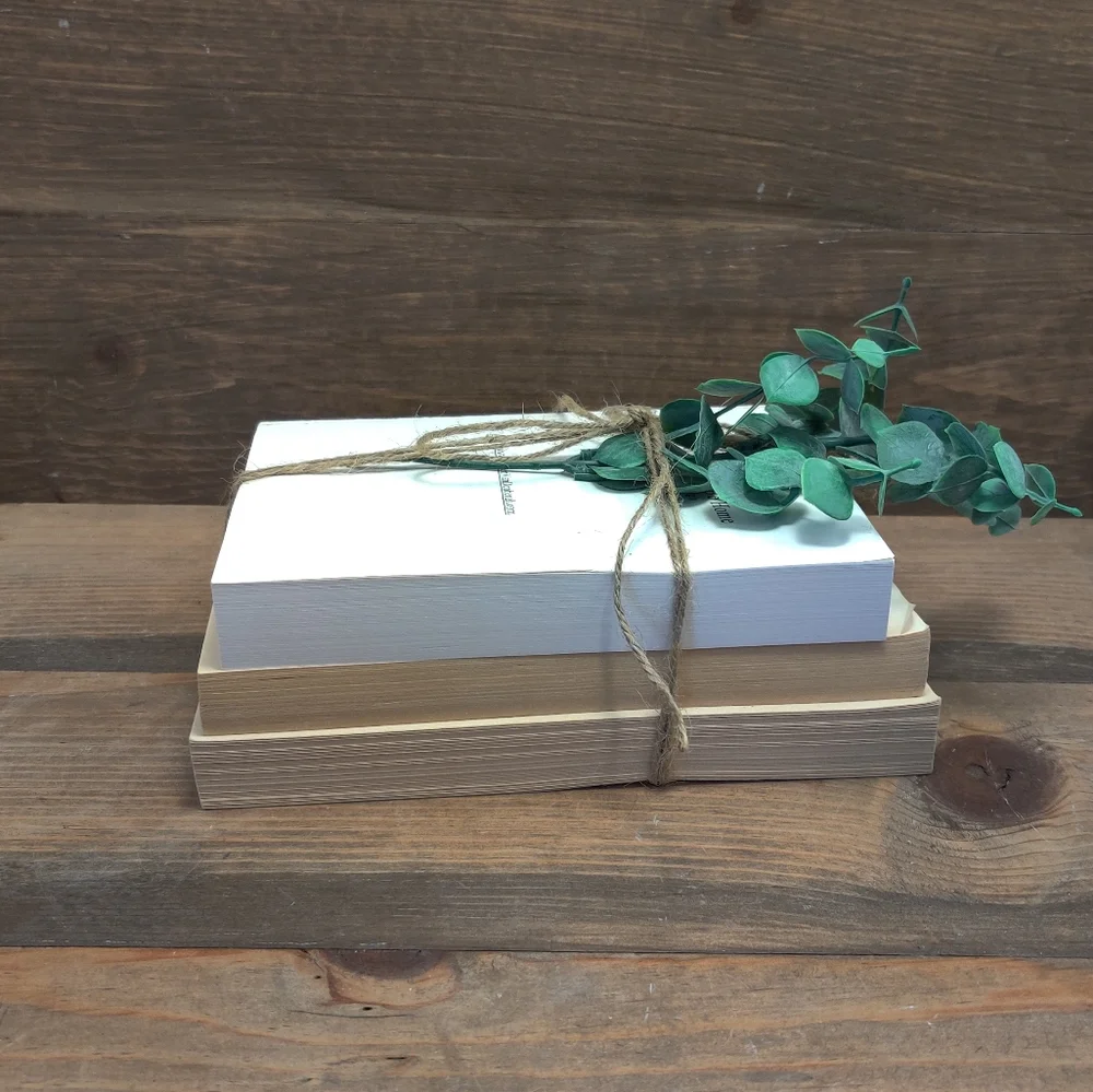 Handmade book stack with greenery - Picture 2 of 6